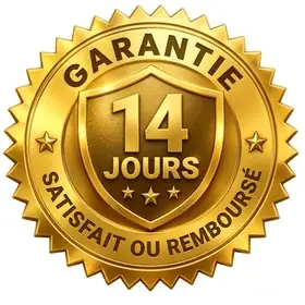 Sceau doré de garantie de 14 jours, satisfait ou remboursé